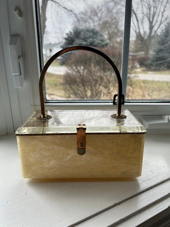 1950’s Champagne Iridescent Lucite Purse, Stunnin… - image 3