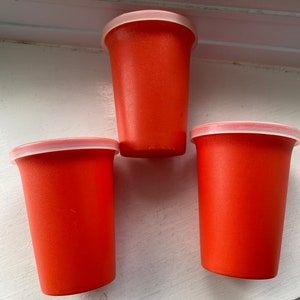 Vintage Tupperware Juice Cups with Lids, Set of 3, 109-34