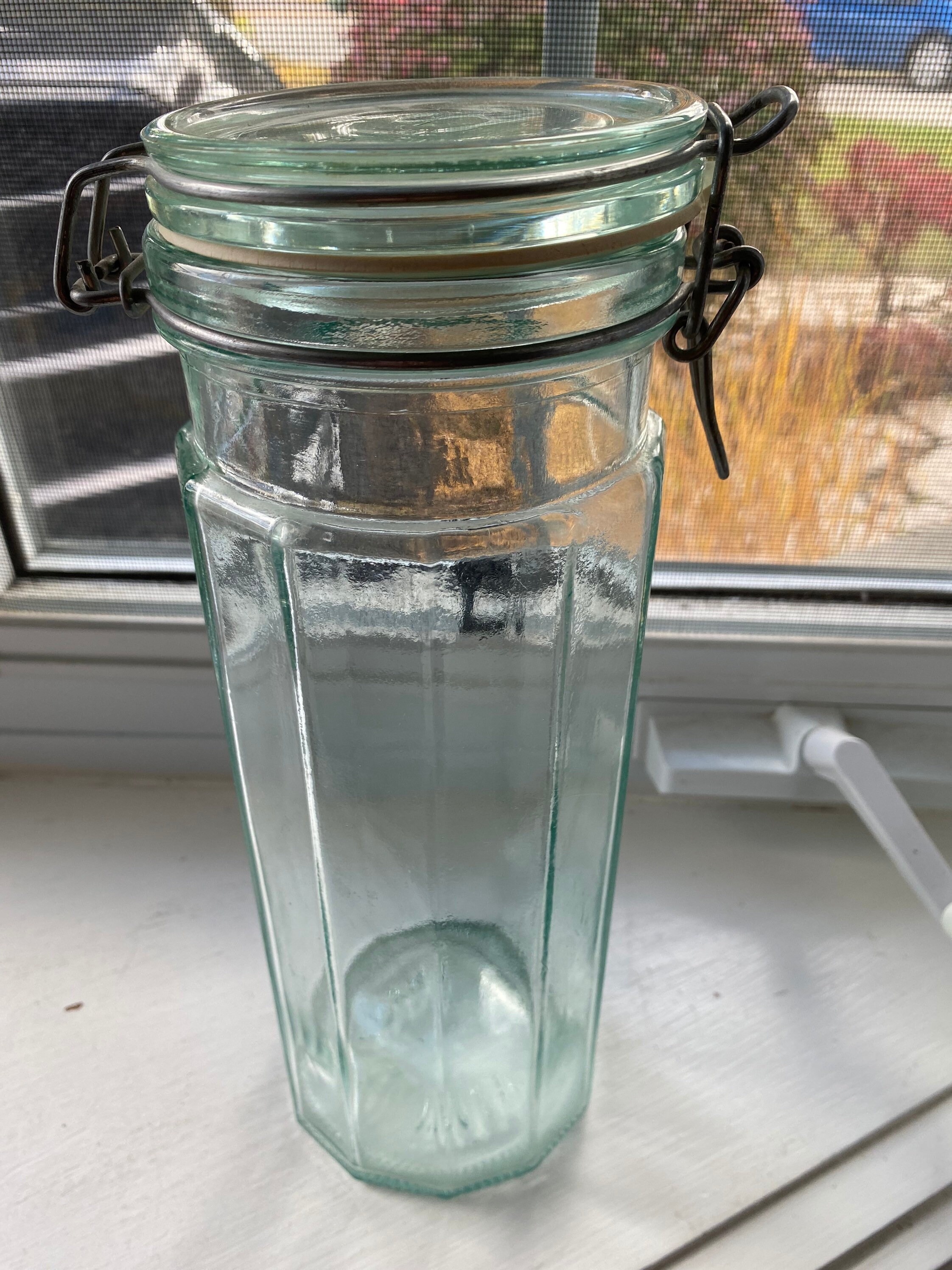 Vintage Glass Canister Hermetic Made in Italy 12 Sided Etsy