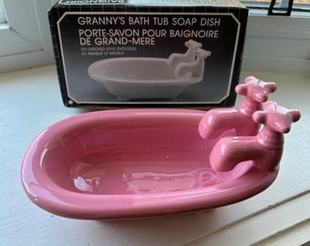 Vintage Bathtub Soap Dish, Bath Tub Soap Holder, In Original Box, Made in Taiwan