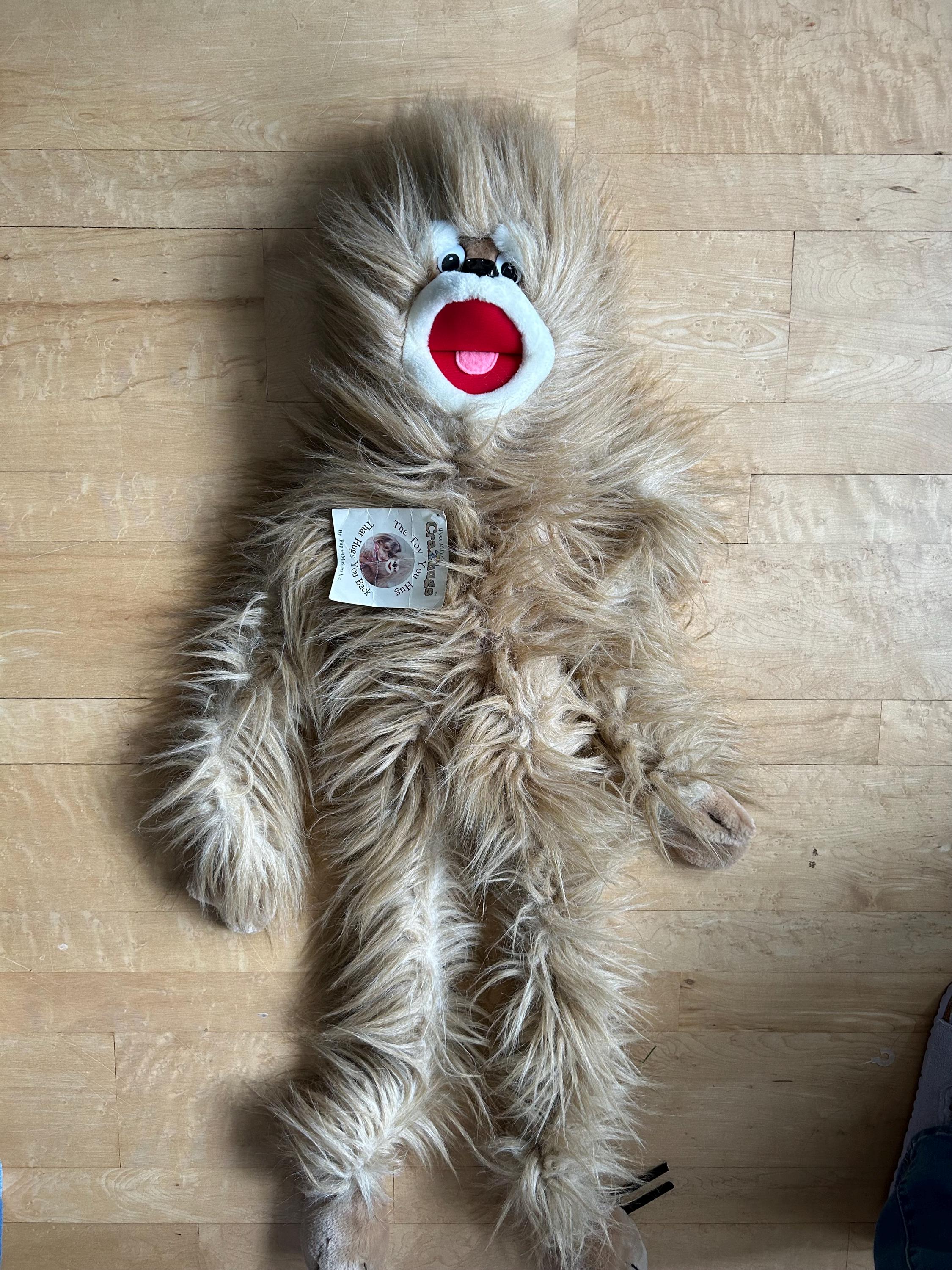 1993 Vintage Crazhugs Puppet Full Body Wrap Around Plush Monkey