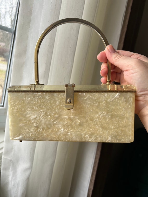 1950’s Champagne Iridescent Lucite Purse, Stunnin… - image 1