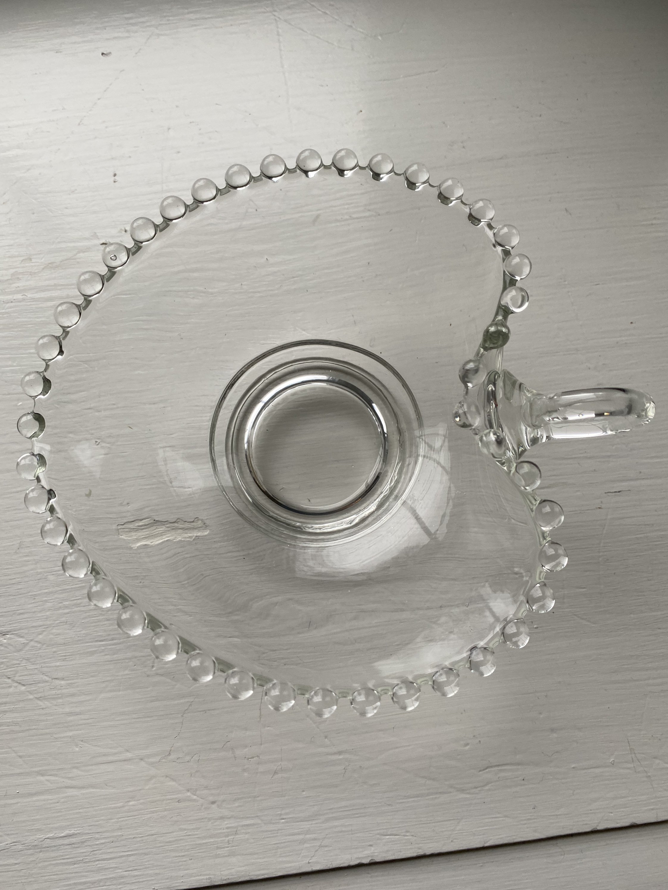 Vintage Clear Glass Nappy Dish With Handle and Bubbleedge Etsy