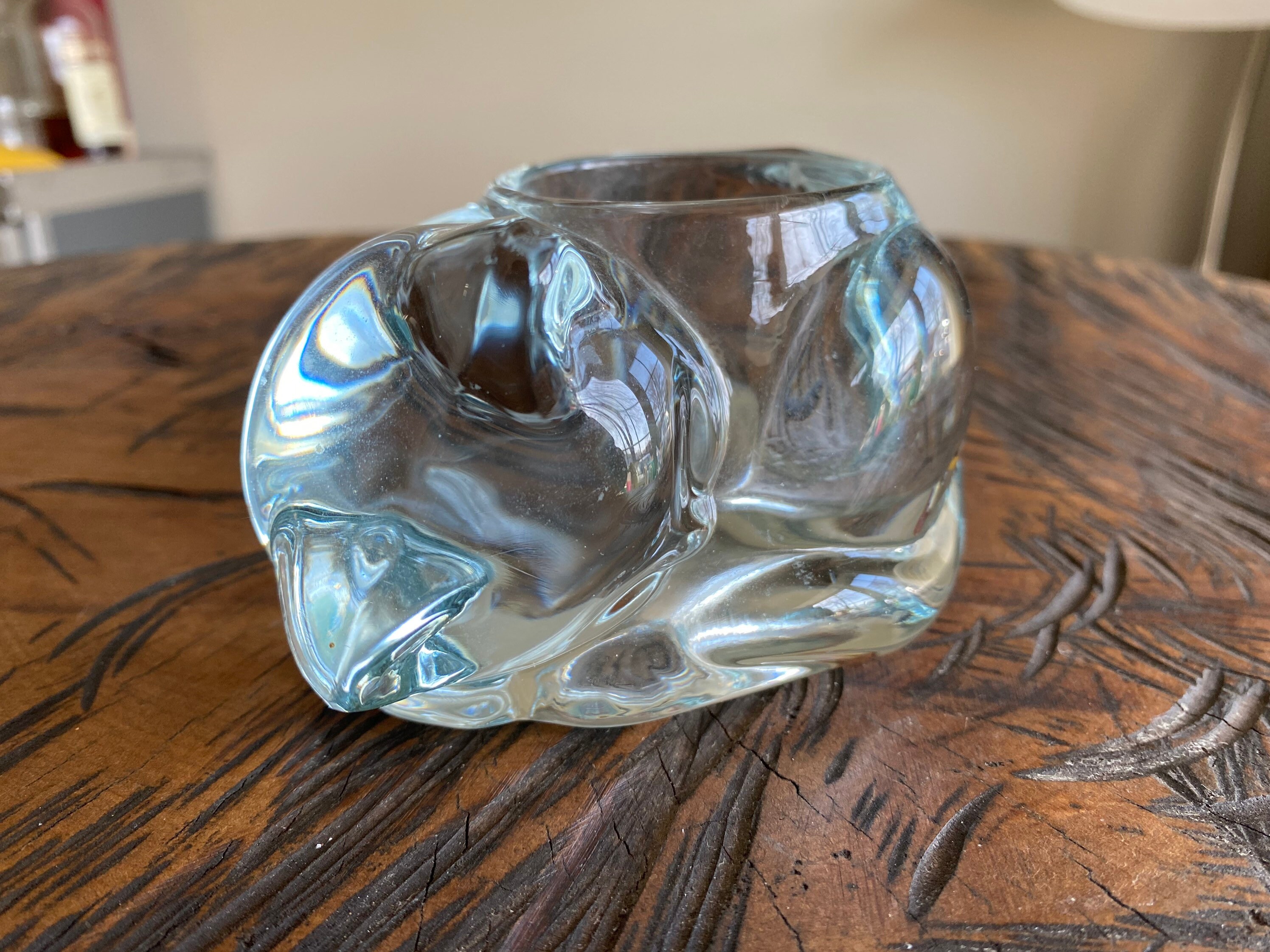 Vintage Candle Holder Indiana Glass Clear Glass Cat Votive Etsy