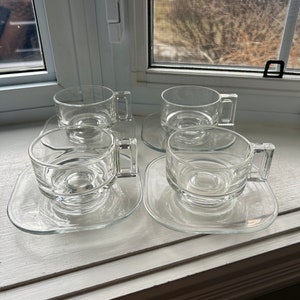 Vintage Joe Colombo Arno Cups and Saucers, Set of 4, Made in Italy