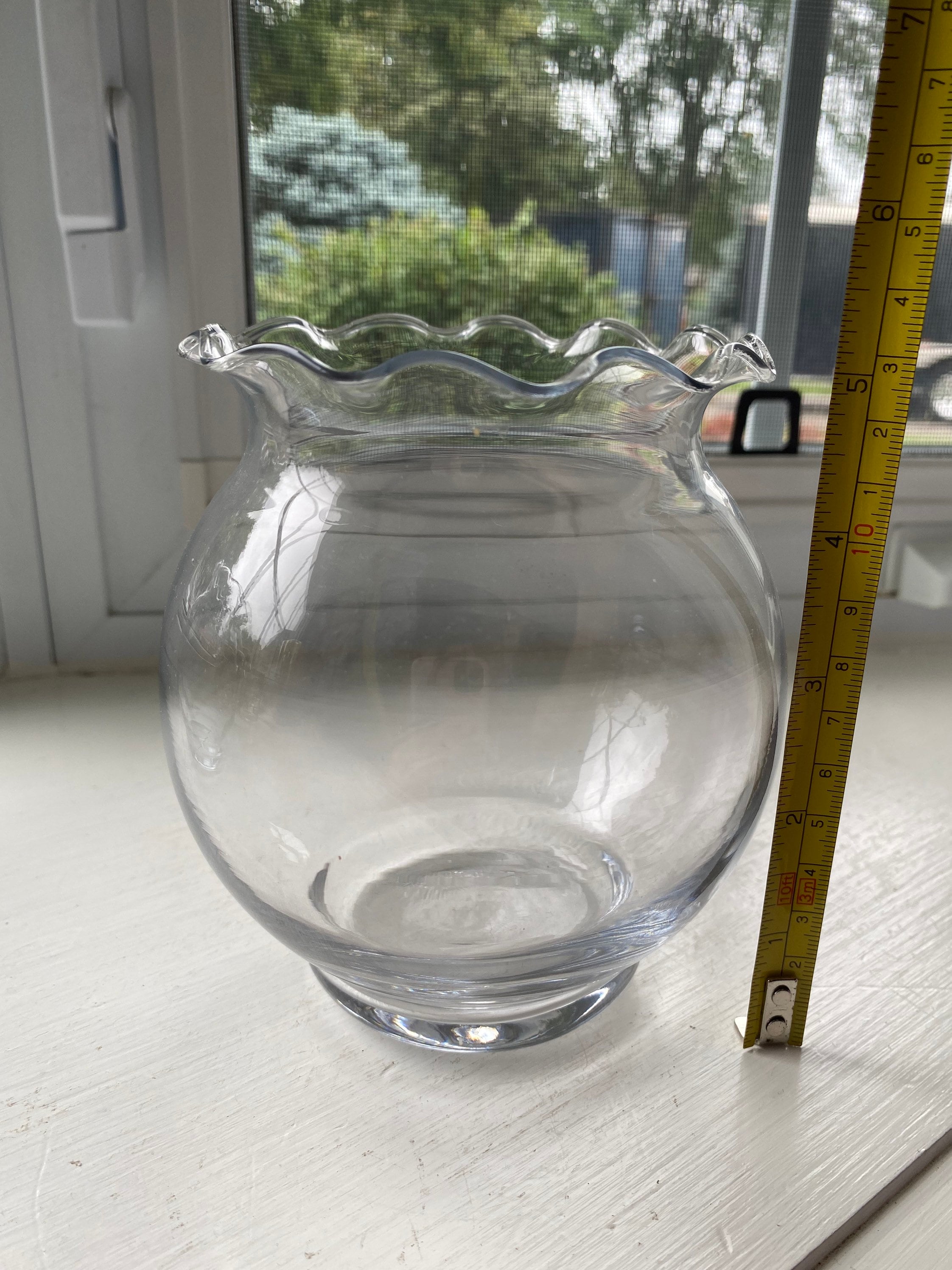 Vintage Clear Glass Round Vase Fluted Rose Bowl Small Fluted Etsy Canada