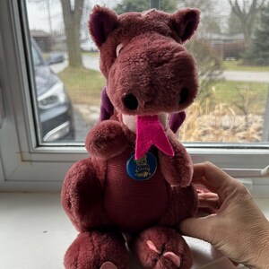 1983 Dakin Dragon, Plush Stuffed Purple Winged Dragon, Vintage Dakin, Made in Korea