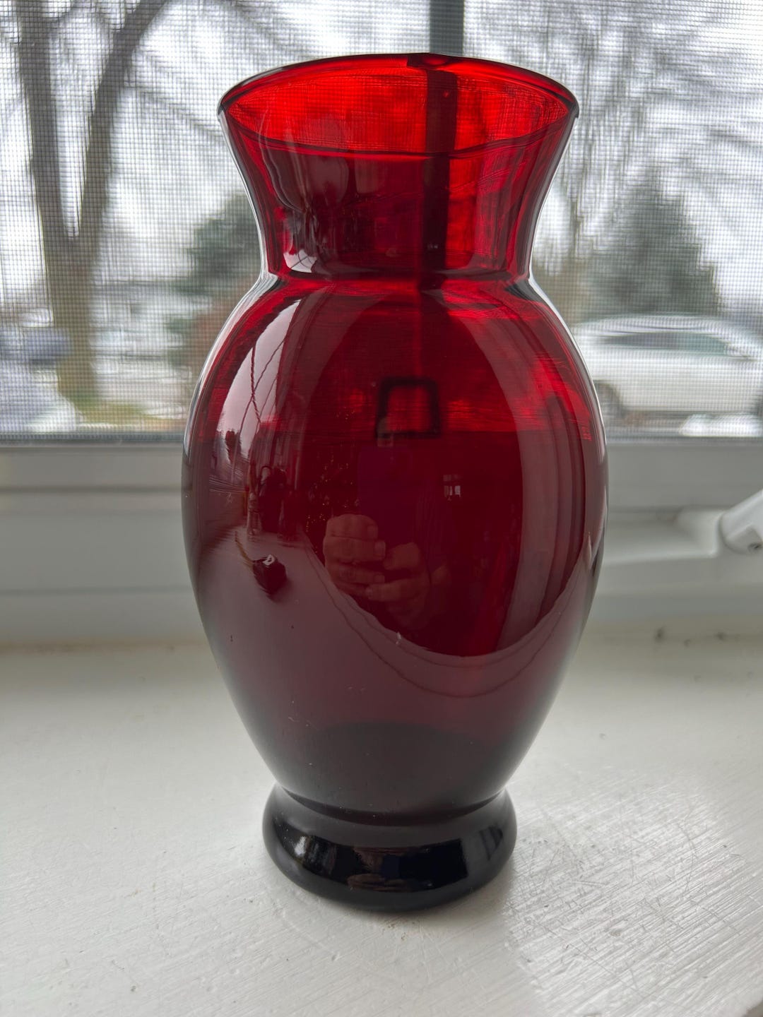 Vintage Ruby Red Glass Vase by Anchor Hocking - Etsy
