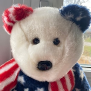 Vintage TY Beanie Babies Beanie Buddies “Spangle” the American Bear, Patriotic USA