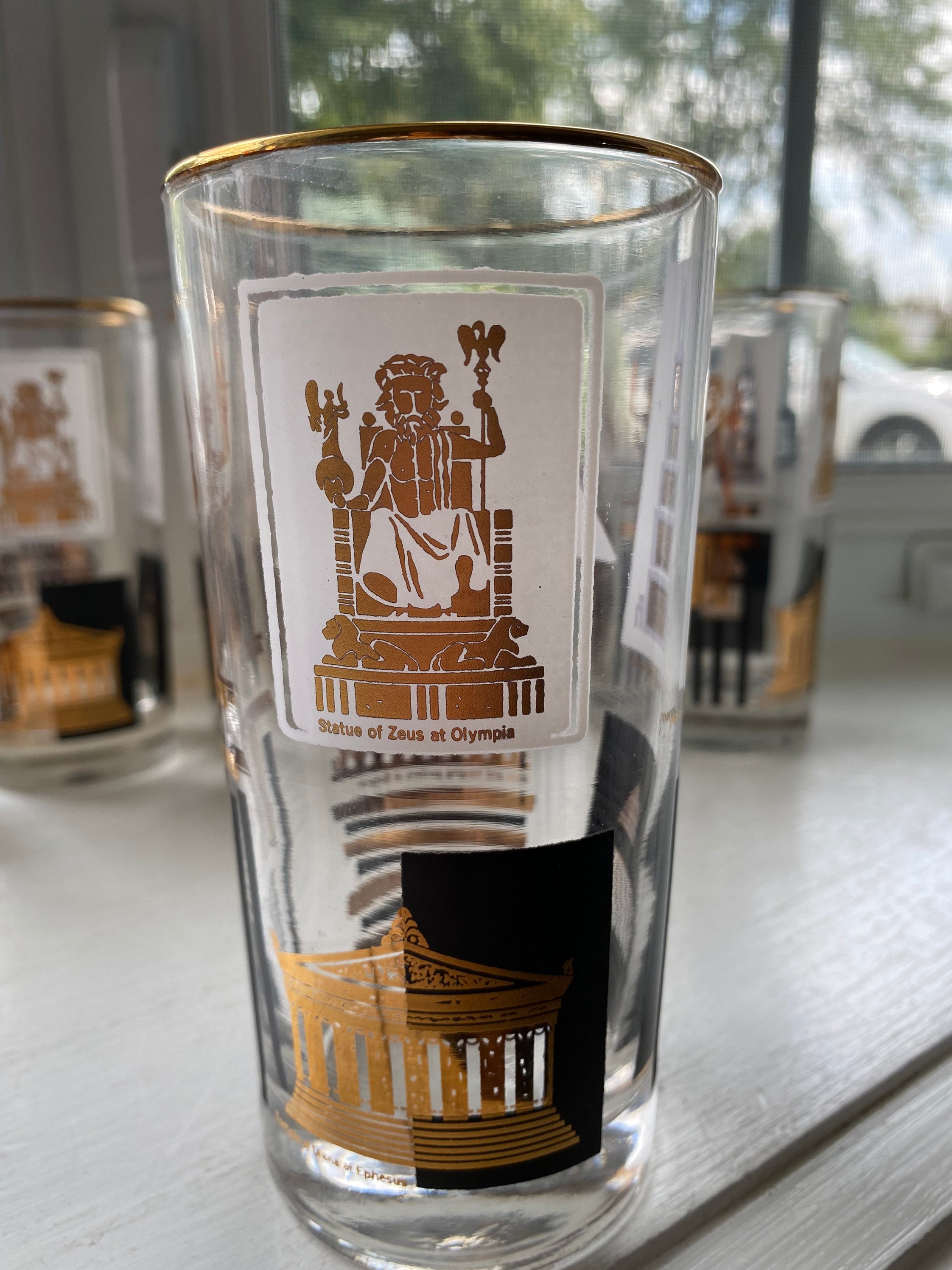 Vintage 7 Wonders of the World Gold Embossed Glasses Set of Etsy