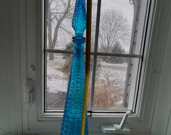 Vintage Italian Genie Bottle in the Aztec Pattern, Empoli Glass