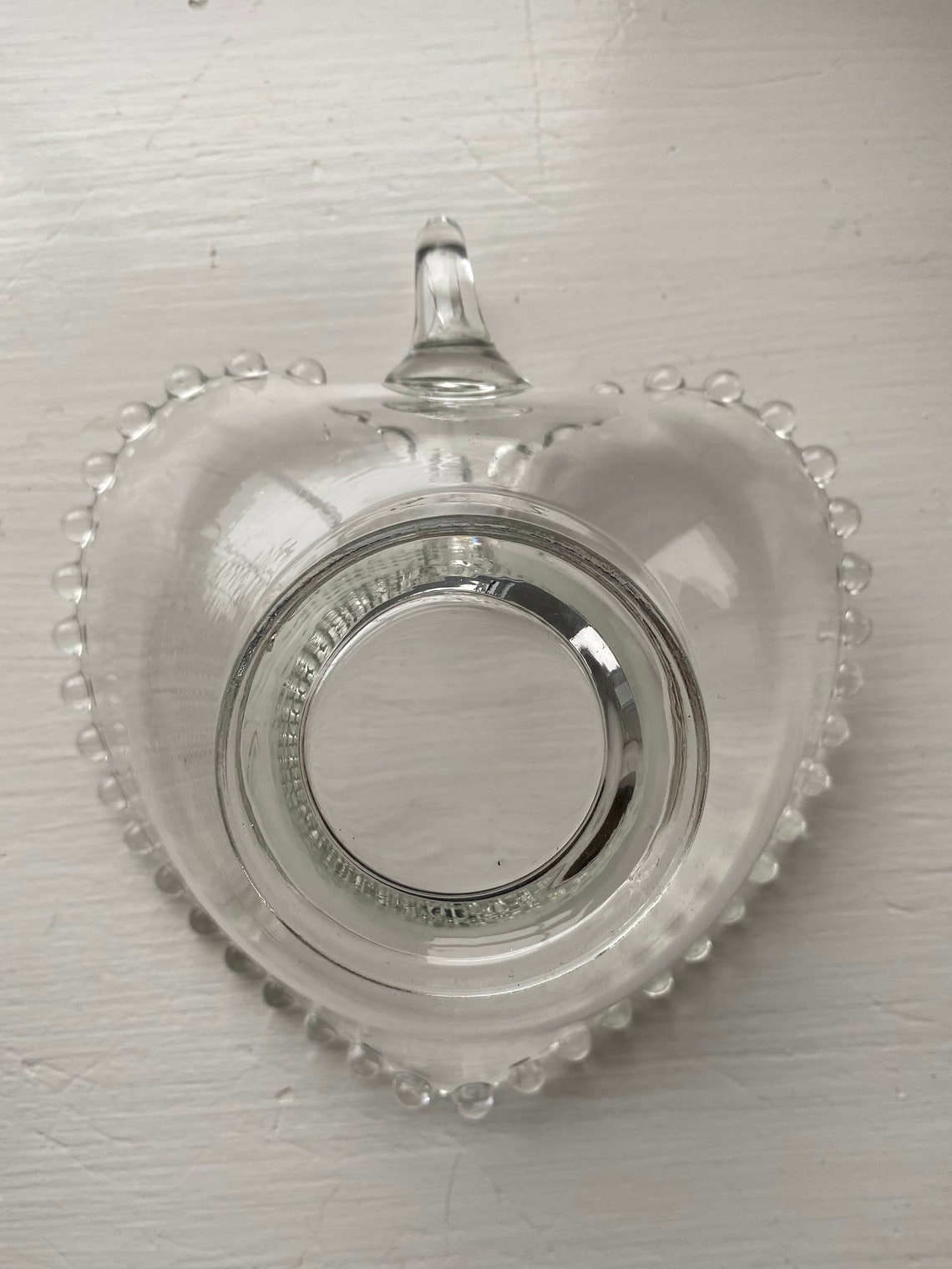 Vintage Clear Glass Nappy Dish With Handle and Bubbleedge Etsy