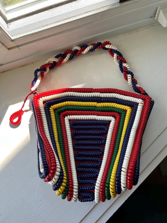 Vintage Telephone Cord Handbag, Telephone Cord Pu… - image 1