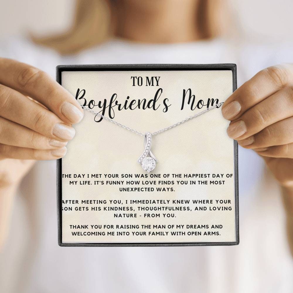 Boyfriend Mom Necklace, Gift for Boyfriend Mother, Birthday Gift, Boyfriends Mom Christmas Gift, Mothers Day Gift for Boyfriends Mom VC2311 14K White