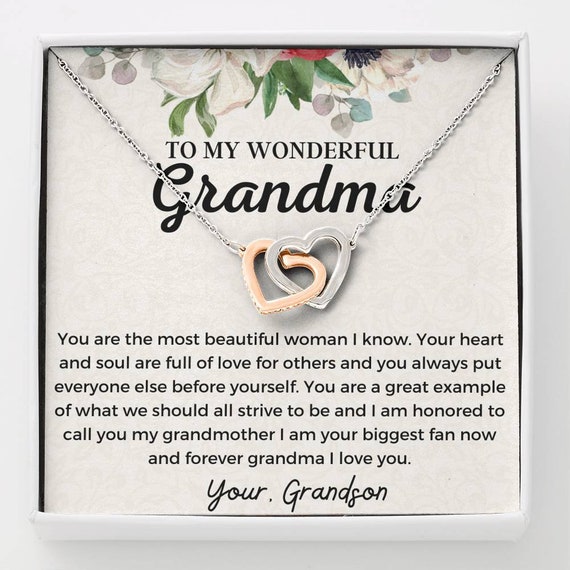 Regalos para abuela, regalos de Navidad de nietos, nietas, regalos para la  mejor abuela del mundo, collar con texto en inglés I Love You, regalos de