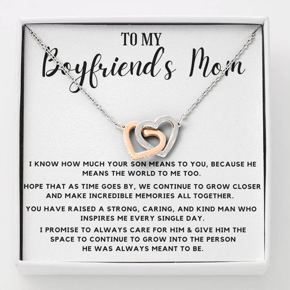 FABFURY Gifts - to My Boyfriends Mom Necklace, Gifts for Boyfriends Mom from Girlfriend, White Gold Over Stainless Steel Necklace Birthday Christmas