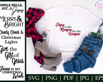 Weihnachten SVG Bundle, christliche T-Shirt Designs (digitaler Download)