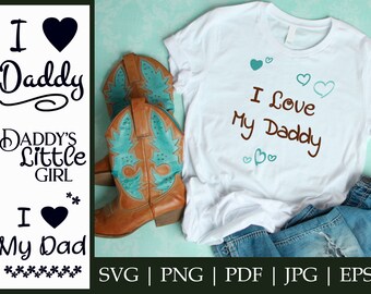 Papas Mädchen SVG Bundle - Ich liebe meinen Papa, Cricut Dateien (Digitaler Download)