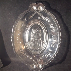 ADAMS & Co. 1880s ACTRESS Pattern Bread Platter &quot;Give Us This Day Our Daily Bread&quot;