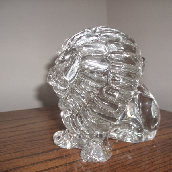 Marvelous Crystal LION by FM KONSTGLAS-  Figurine/Paperweight-1970's Ronneby, Sweden