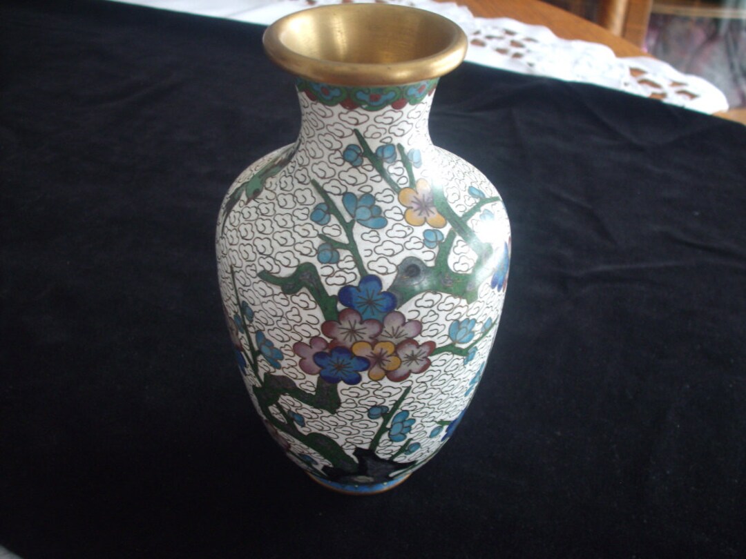 Vintage 6 Japanese CLOISONNE Vase With Cherry Blossom Tree & Birds Etsy