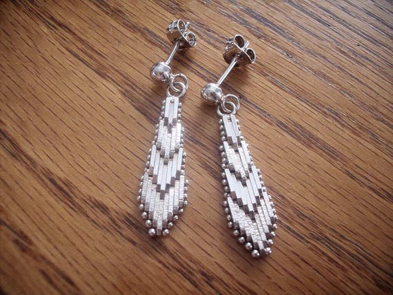 Geometric "Segmented Drapes" Dangle Stud Earrings… - image 4