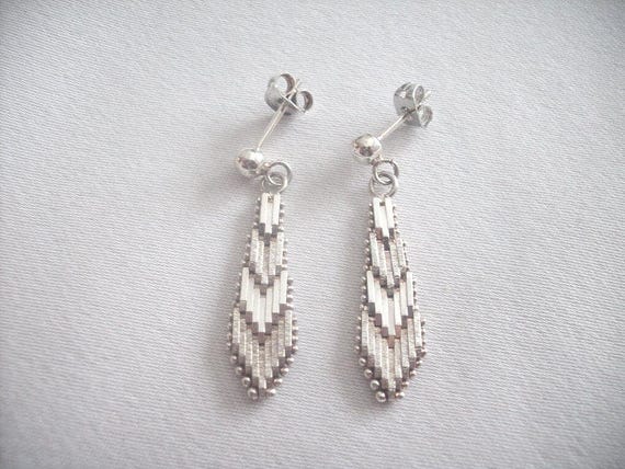 Geometric "Segmented Drapes" Dangle Stud Earrings… - image 1