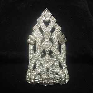 Beautiful ART DECO Rhinestone Dress/Fur Clip With Patent Date #1852188