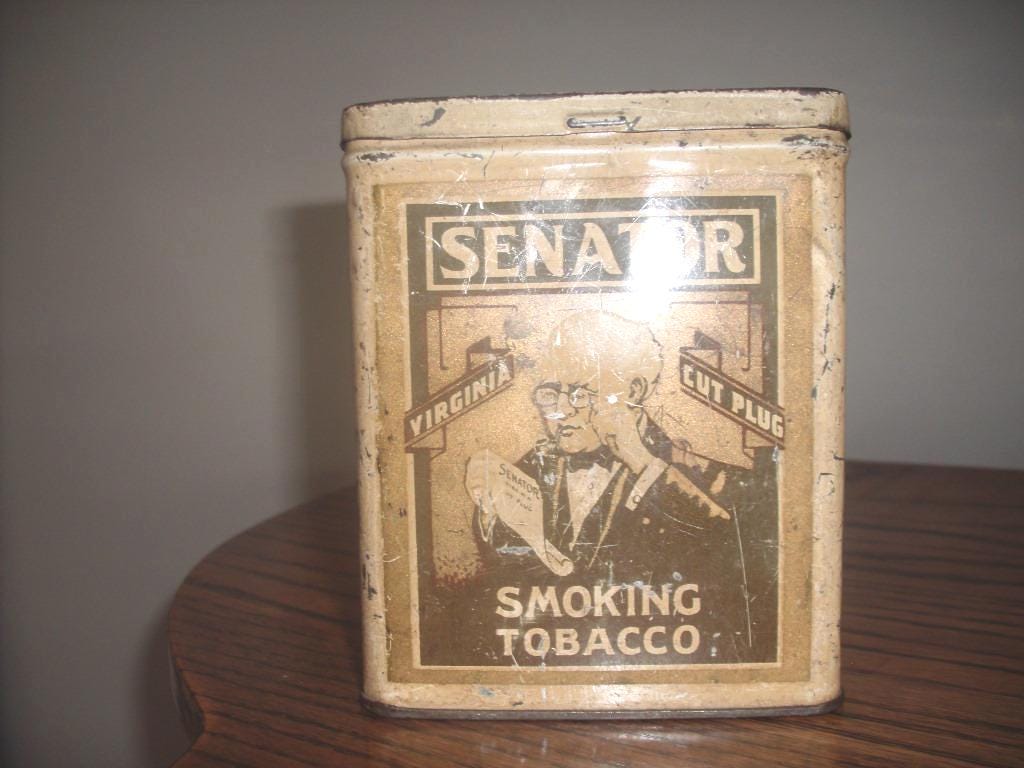 Rare Edwardian Era SENATOR Tobacco Tin by B. HOUDE Co. Ltd. QUEBEC  1903-1908