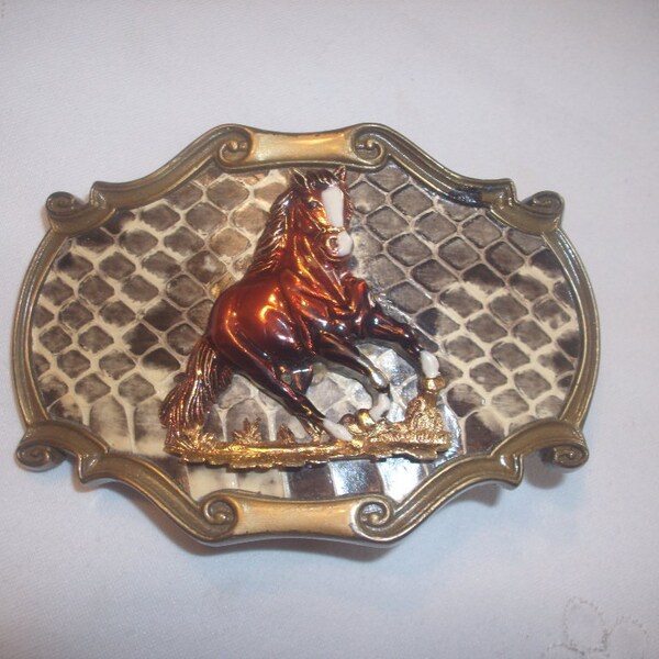 Sprinting Horse Belt Buckle by Raintree -1978