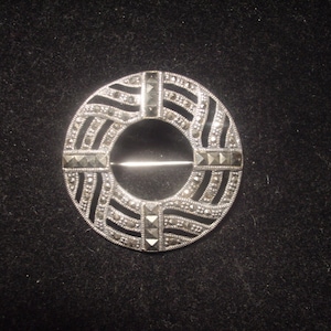 Vintage 1940s Classic ART DECO Sterling 925 Brooch Signed WS