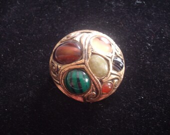 Magnificent Multi-Stones Domed "MIRACLE" Celtic Art Deco BROOCH