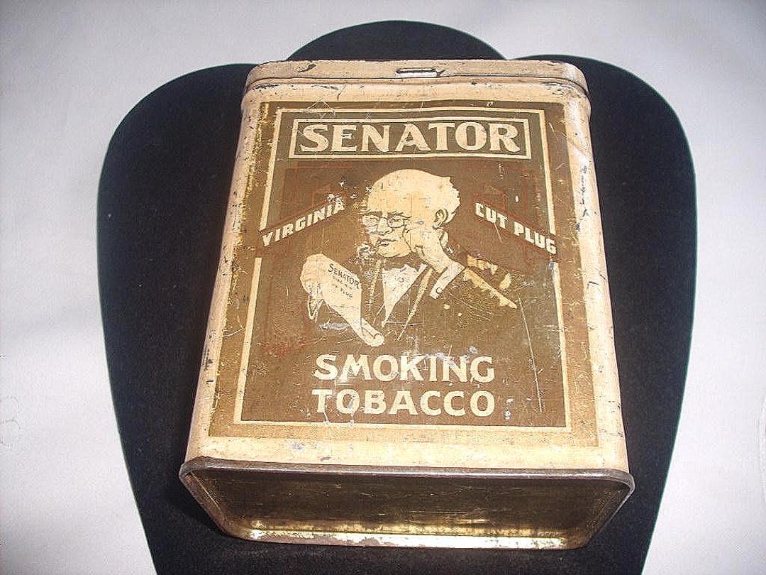 senator tobacco Rare Edwardian Era SENATOR Tobacco Tin by B. HOUDE Co. Ltd. QUEBEC  1903-1908