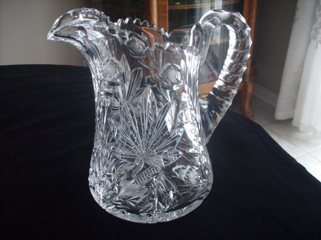 Carafe Pichet En Verre Vintage 1900 – Transparent, Avec Bulles Et Défauts D'époque, Hauteur 16cm