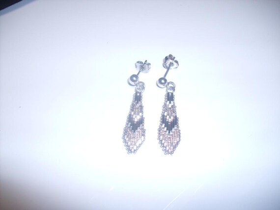 Geometric "Segmented Drapes" Dangle Stud Earrings… - image 2