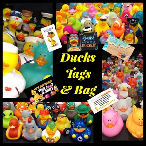 Duck Duck You've Been Ducked - Rubber Ducks - Ducking Tags - Drawstring Bag *RANDOM MIXTURE