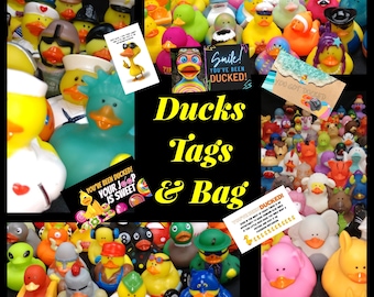 Duck Duck You&#39;ve Been Ducked - Rubber Ducks - Ducking Tags - Drawstring Bag *RANDOM MIXTURE