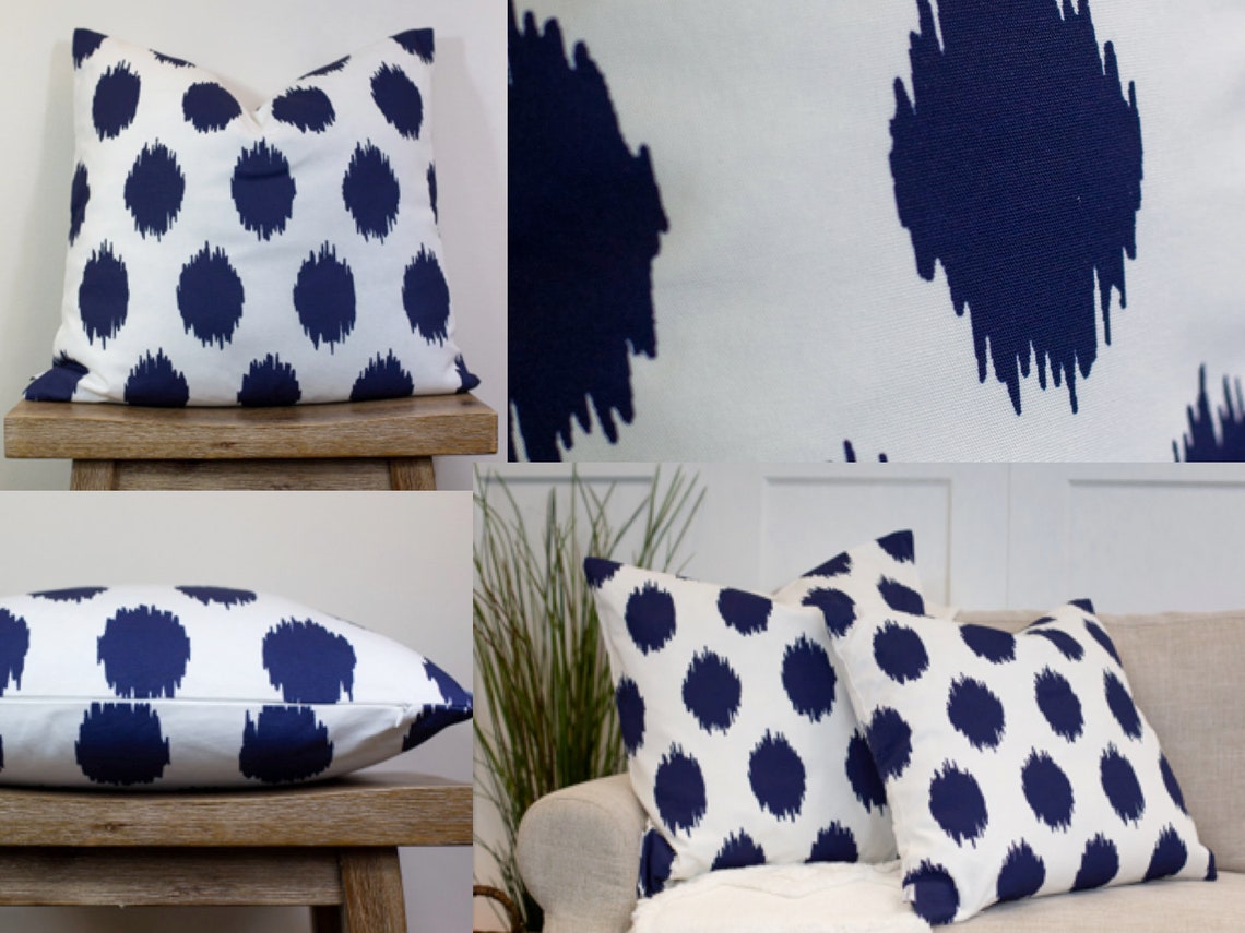 Blue & White Cotton Throw Pillow Covers Throw Pillow Cushion Etsy