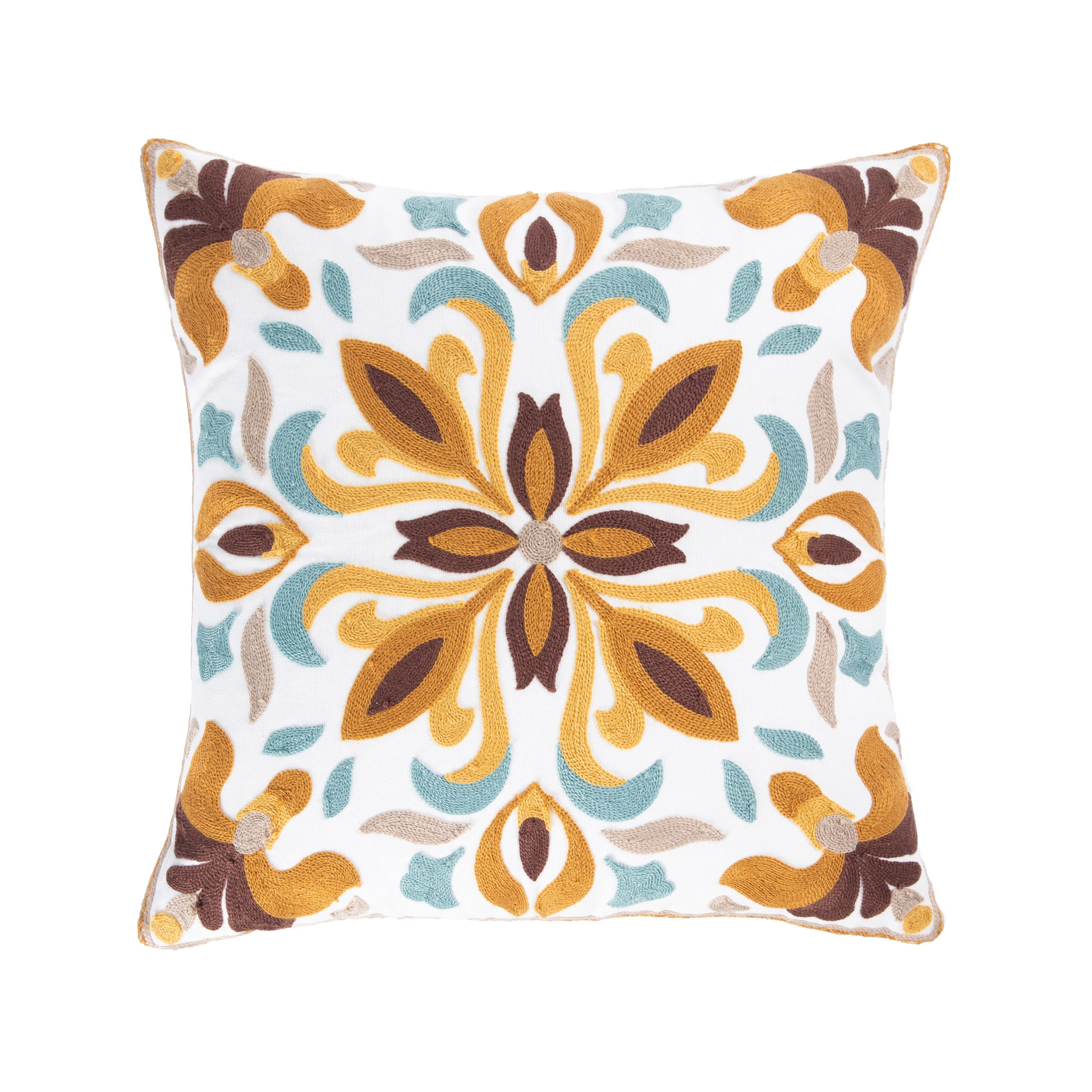 Embroidered Floral Cotton Pillow Covers Decorative Flower Etsy