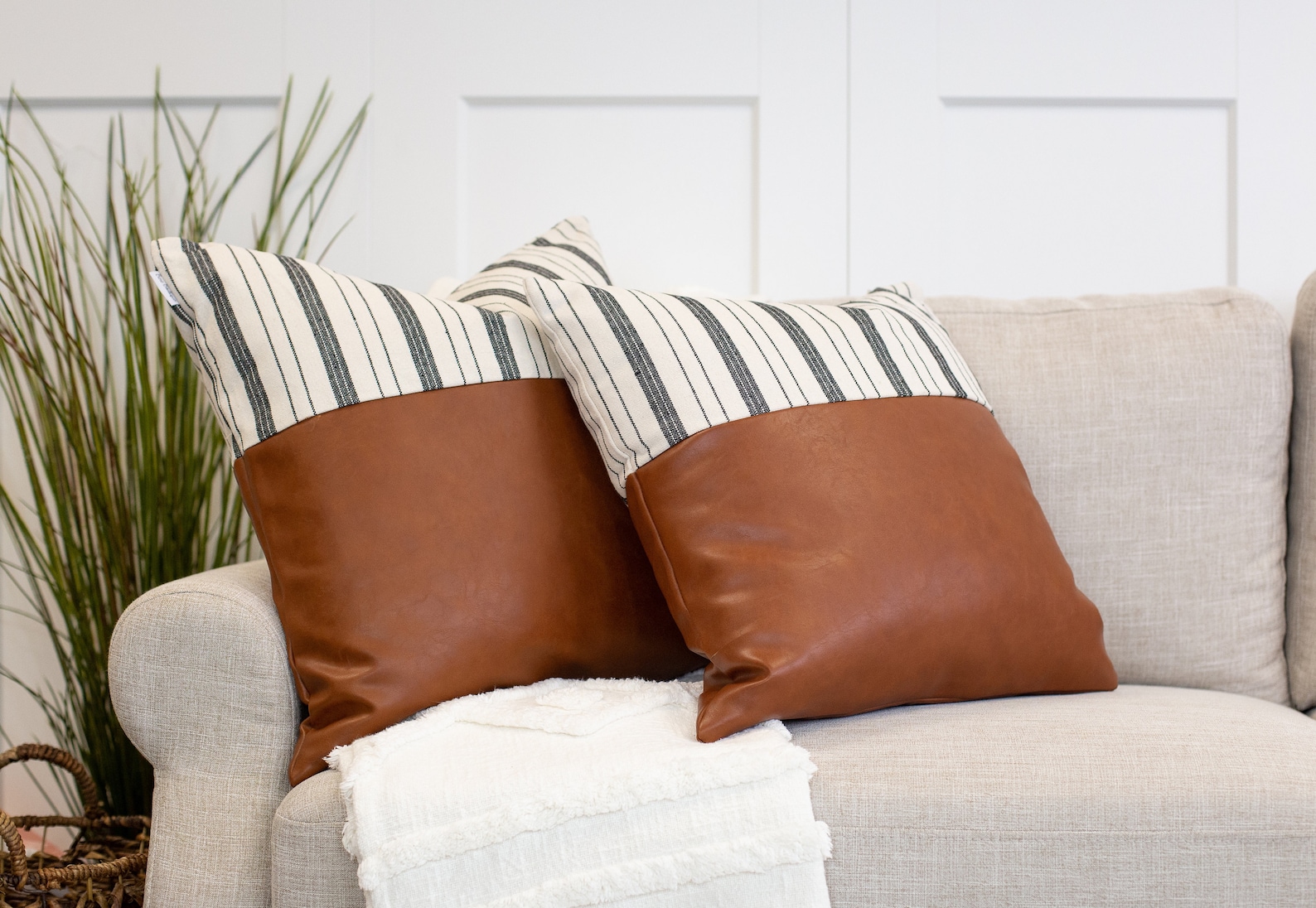 Leather Throw Pillow Faux Leather Pillow Cover Decorative Etsy