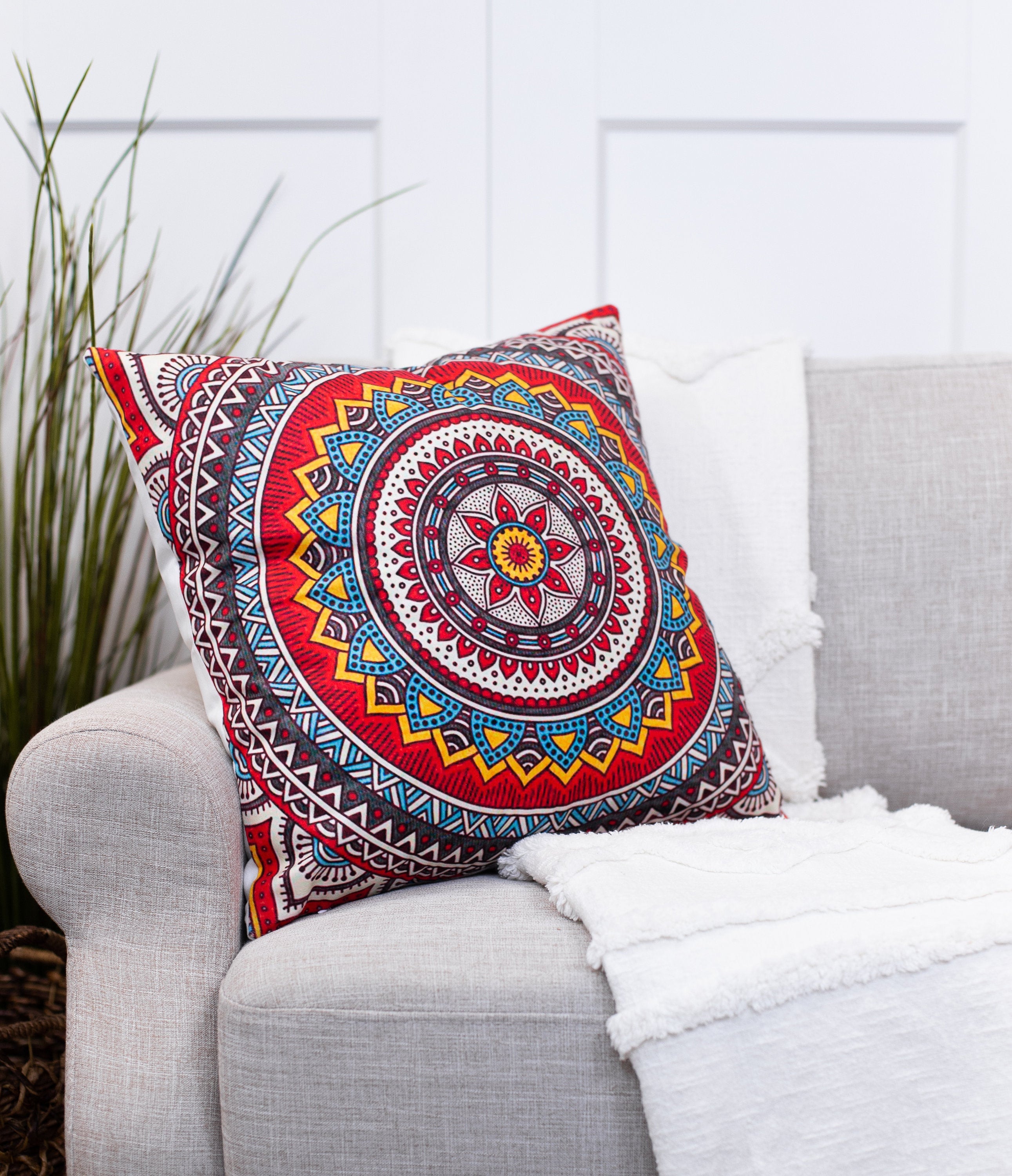 Mandala Print Decorative Throw Pillows Tribal Throw Pillows Etsy