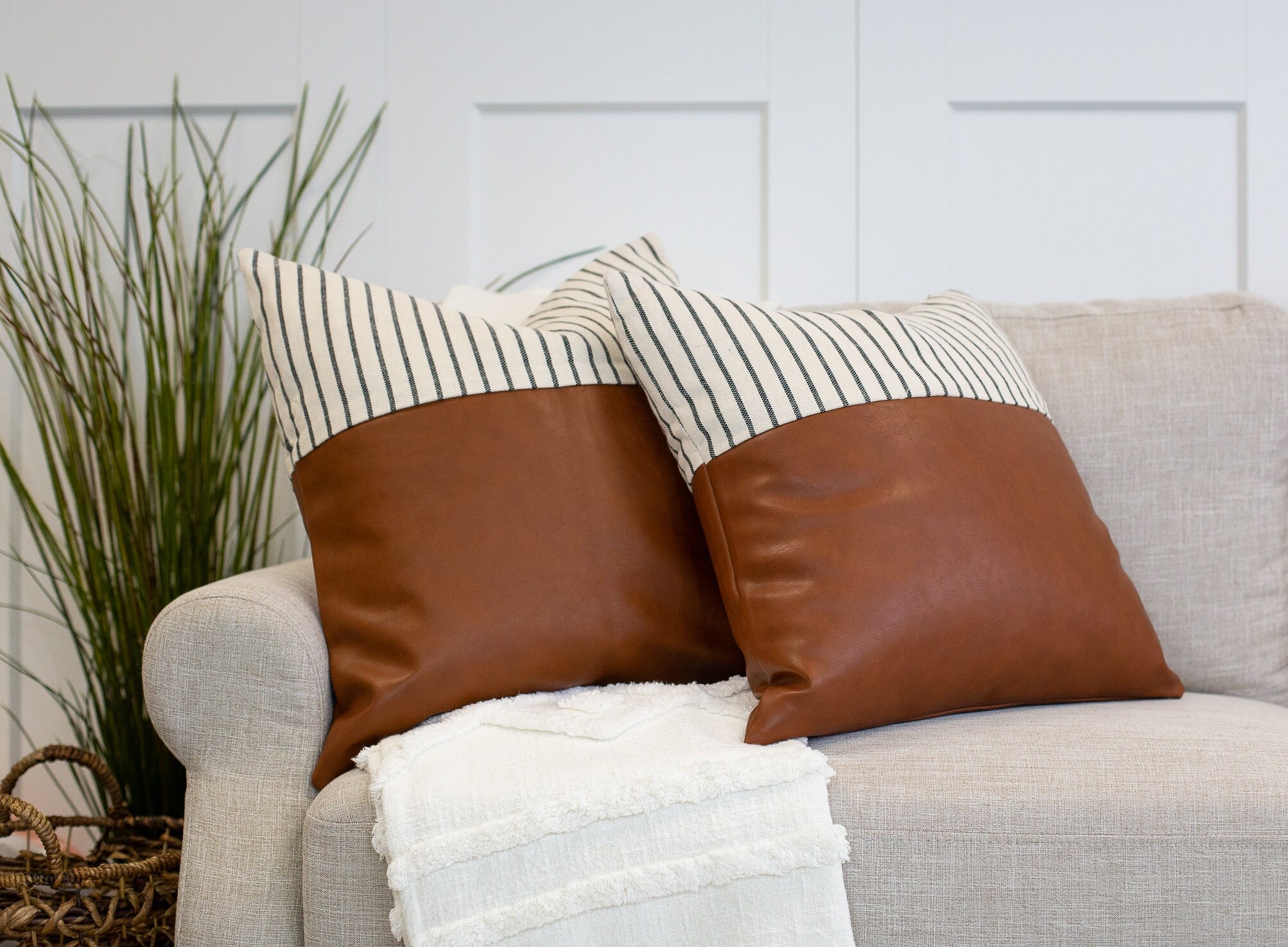 Leather Throw Pillow Faux Leather Pillow Cover Decorative Etsy