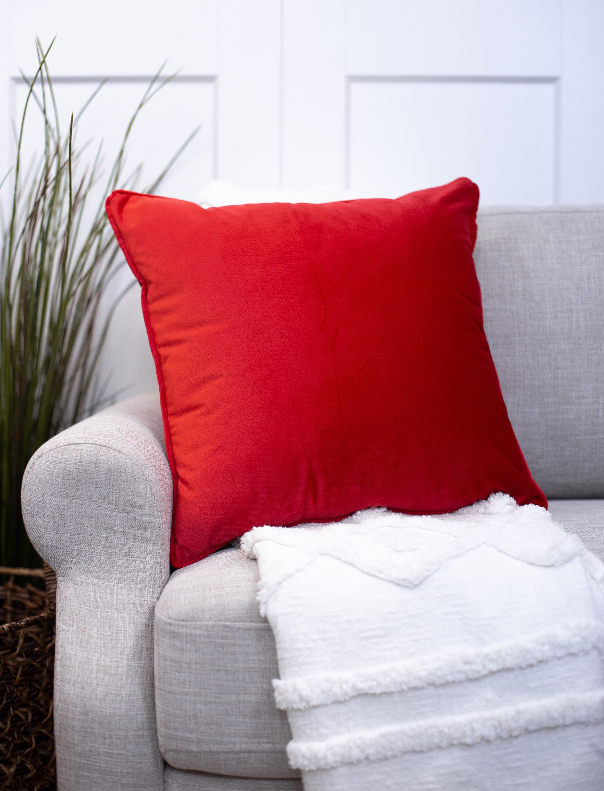 Bold Red Velvet Throw Pillow Cover Decorative Living Room Etsy