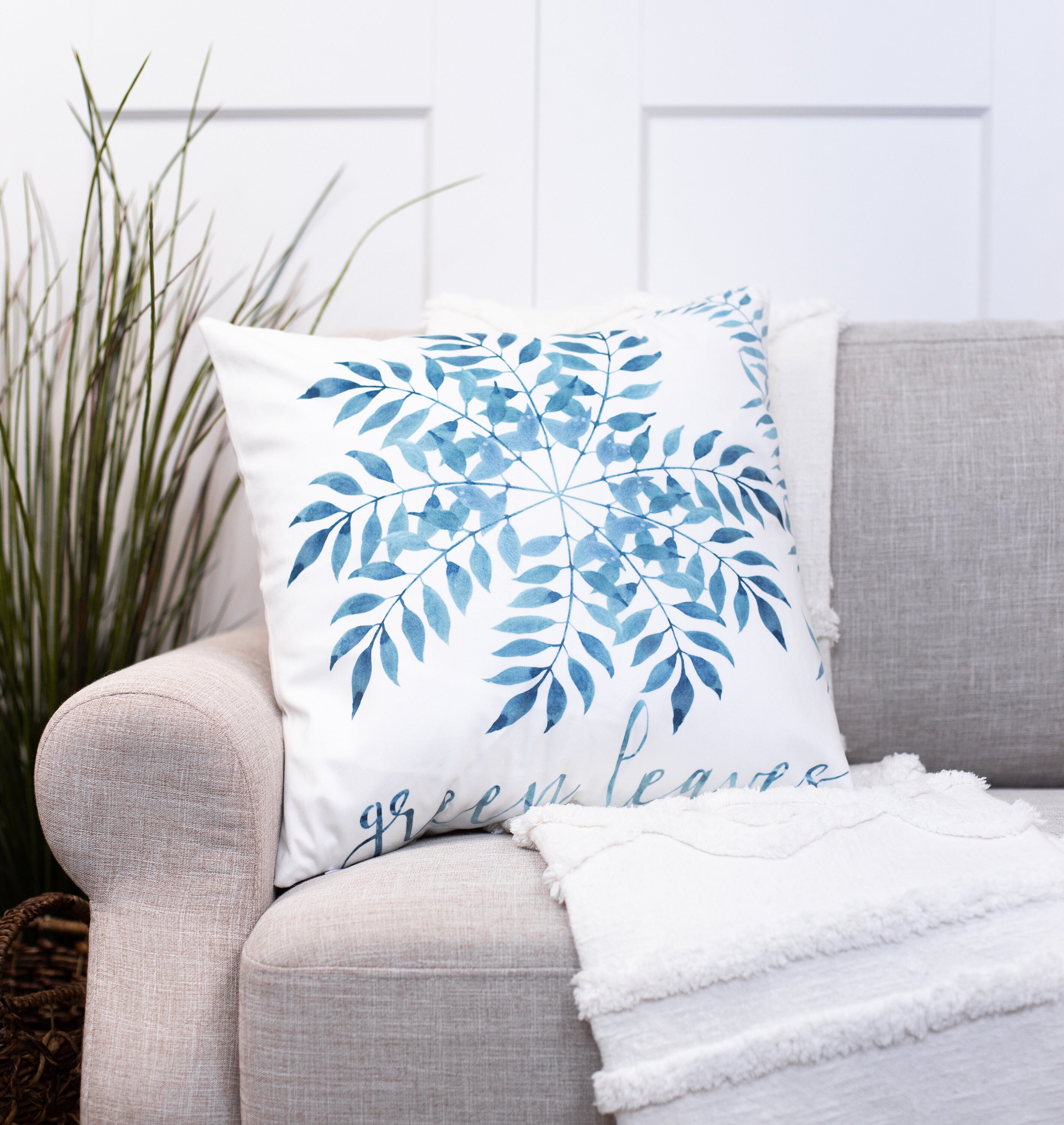 Leaves of Spring Throw Pillow Covers Decorative Pillows Etsy