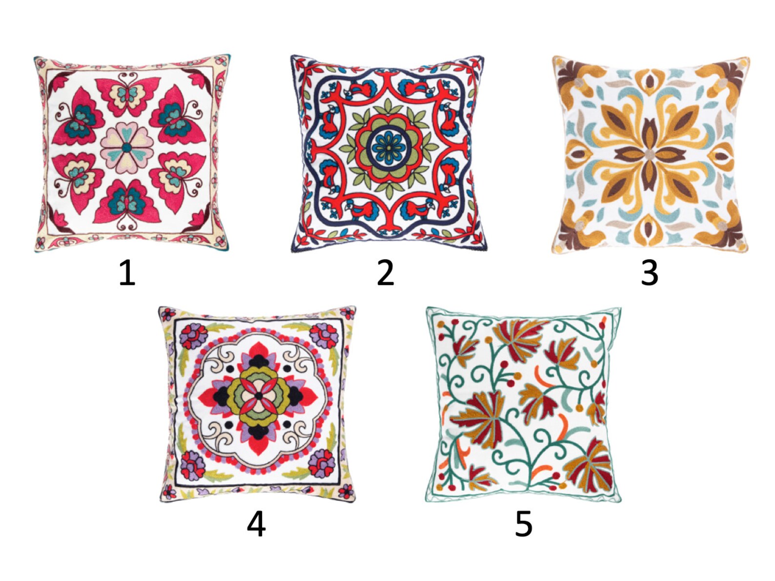 Floral Embroidered Cotton Throw Pillow Covers Decorative Etsy