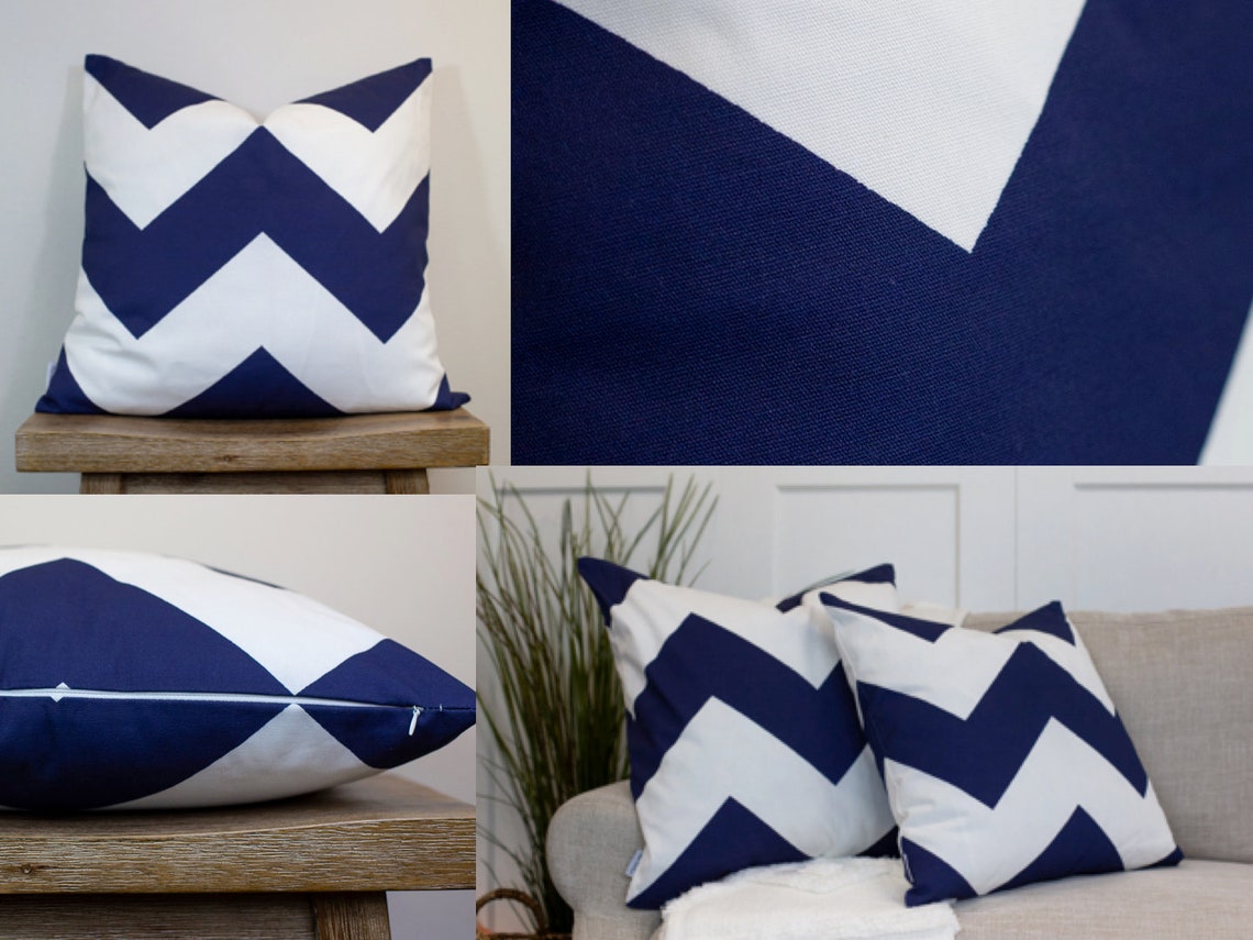 Blue & White Cotton Throw Pillow Covers Throw Pillow Cushion Etsy
