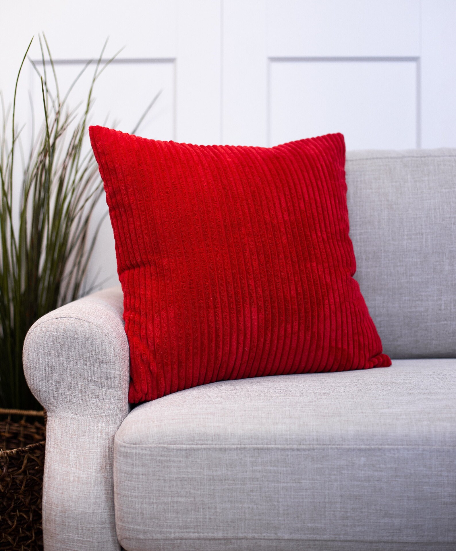 Red Corduroy Throw Pillow Cover Decorative Pillows Throw Etsy