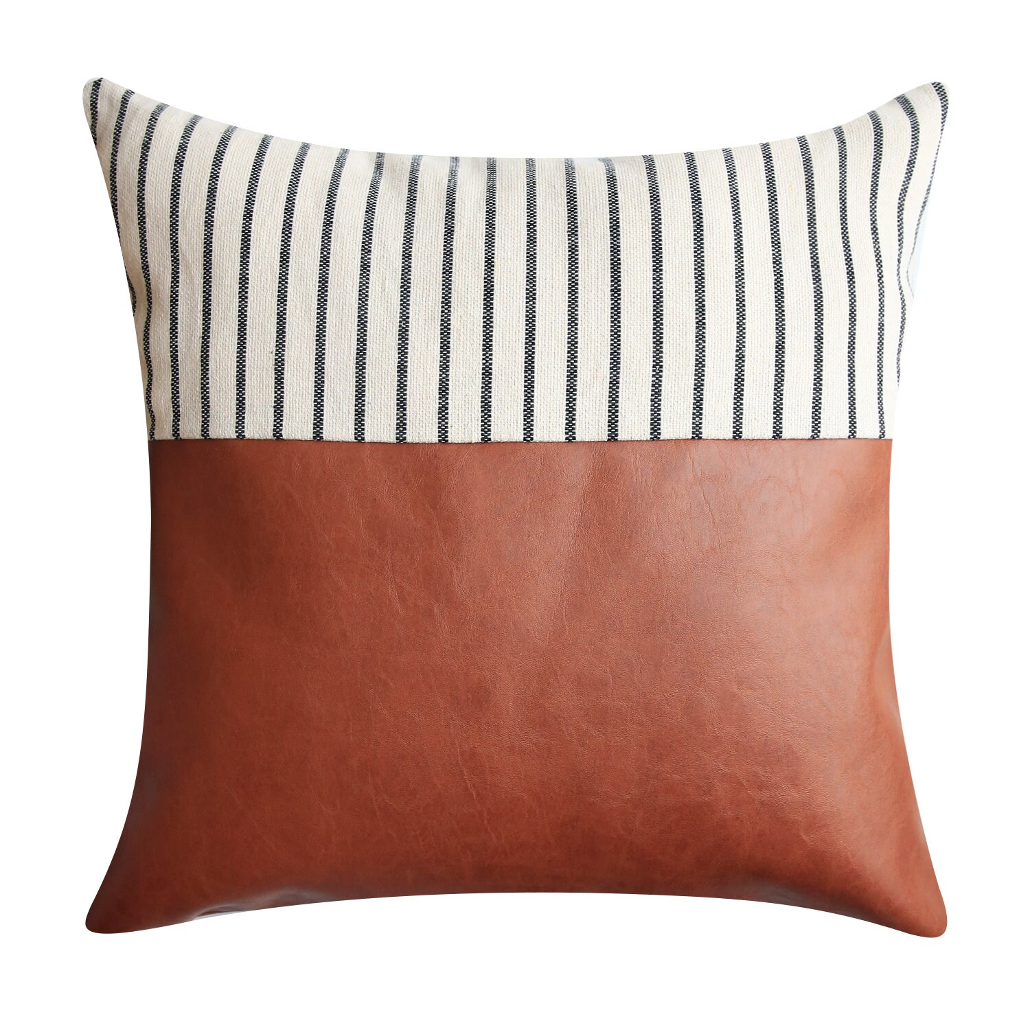 Modern Striped Faux Leather Throw Pillow Cover 18x18 Throw Etsy