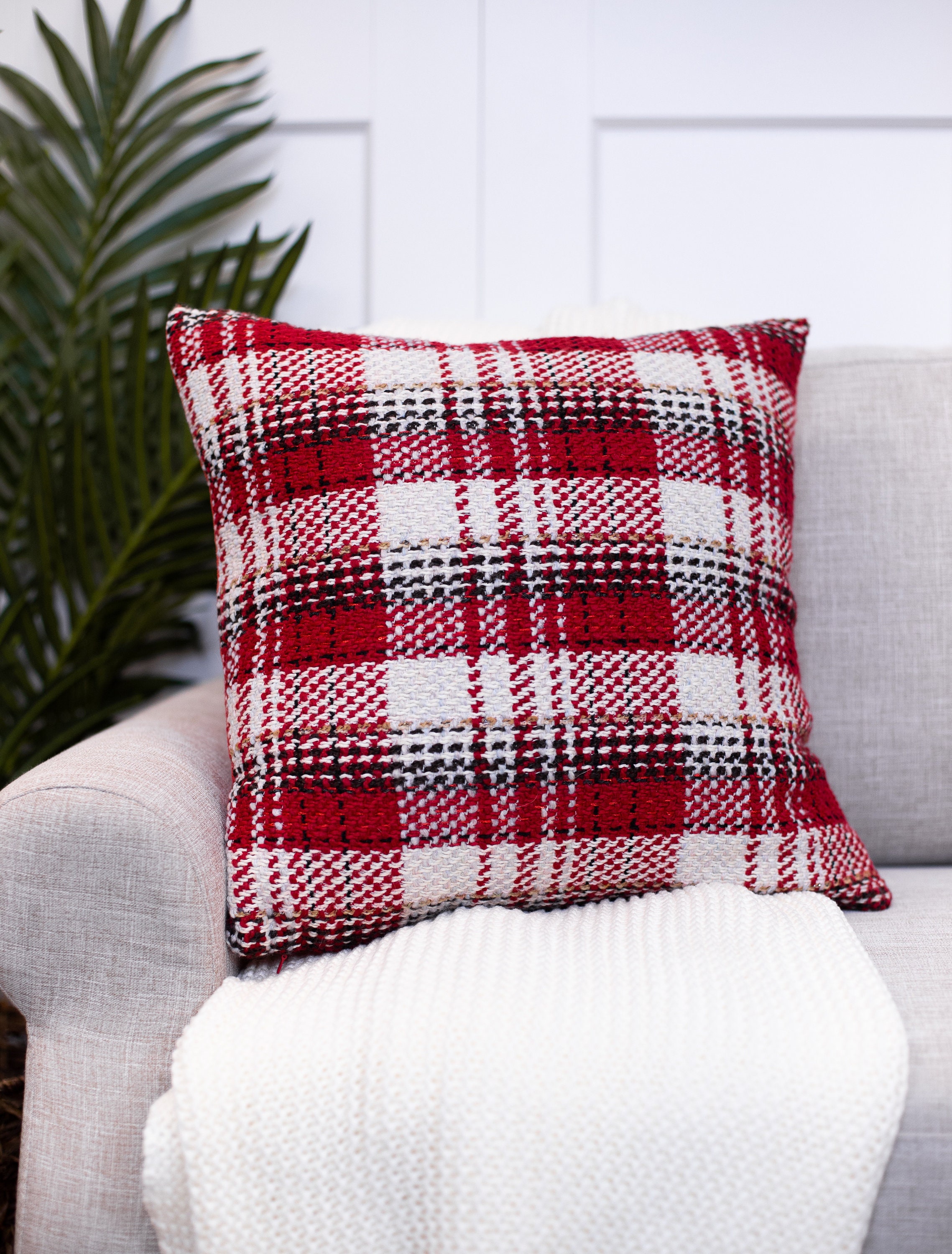 Farmhouse Plaid Throw Pillow Covers Decorative Pillows Etsy