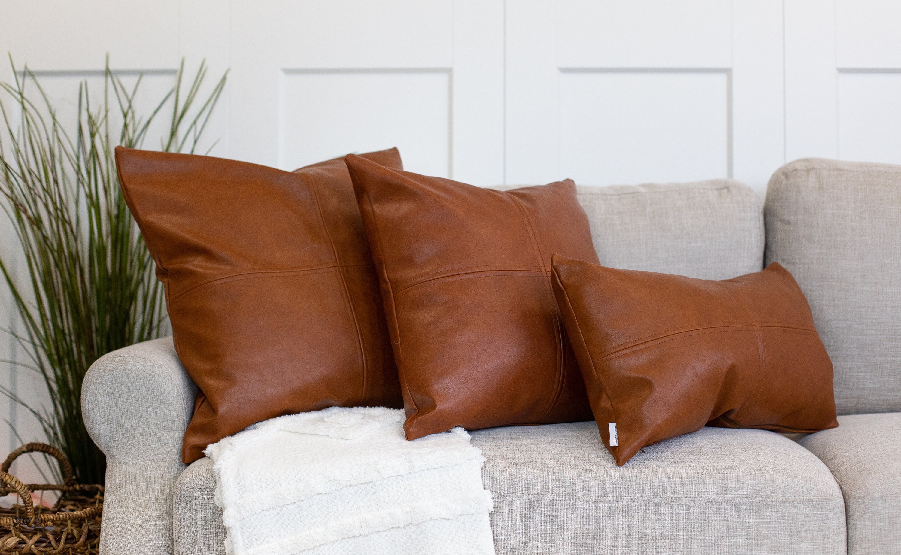 Leather Throw Pillow Faux Leather Pillow Cover Decorative Etsy